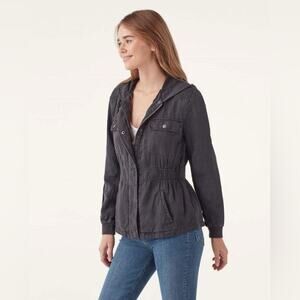 Splendid Alton Hooded Anorak Jacket Lead Grey Lyocell Linen Blend Size Medium